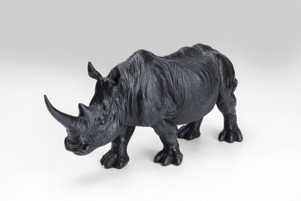 Deko Figur Walking Rhino Schwarz 56cm