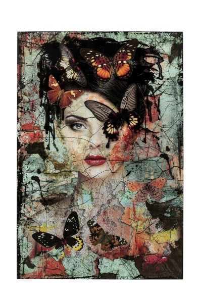 Glasbild Lady Butterfly 100x150cm