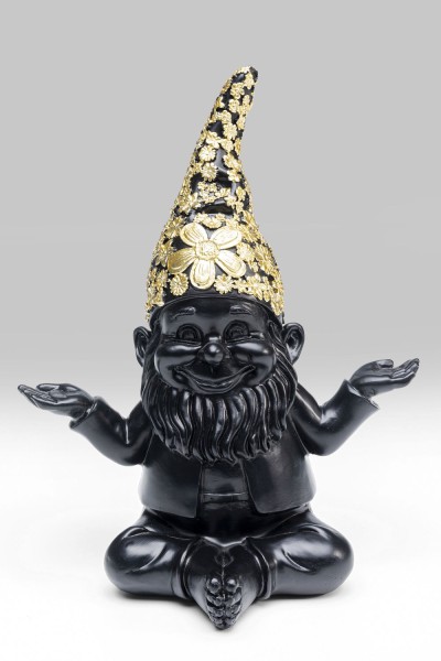 Deko Figur Zwerg Meditation Schwarz Go